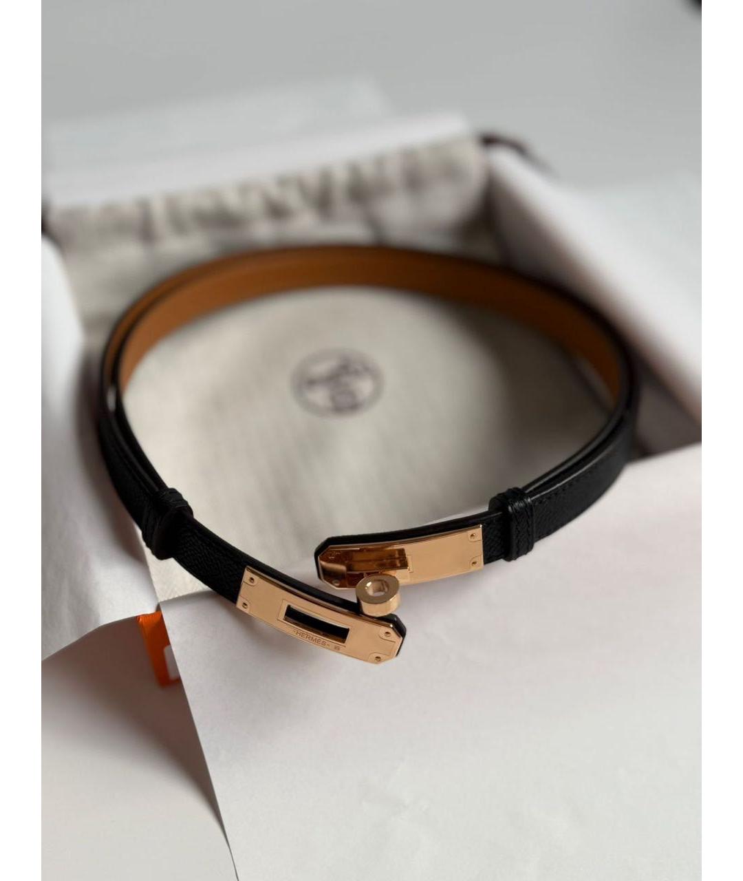 HERMES Черный кожаный ремень, фото 6