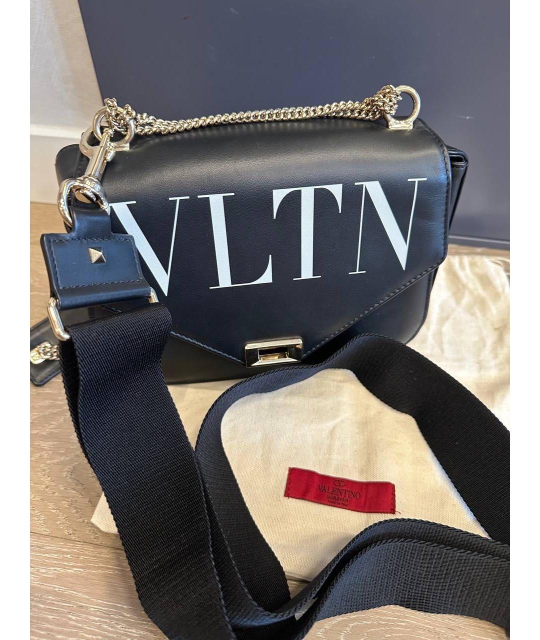 VALENTINO Черная кожаная сумка через плечо, фото 5