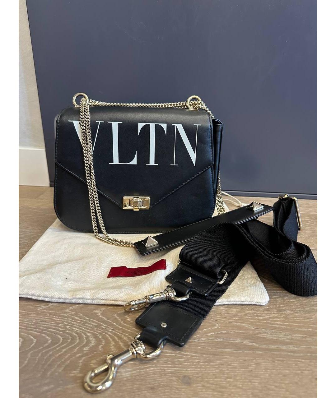 VALENTINO Черная кожаная сумка через плечо, фото 2