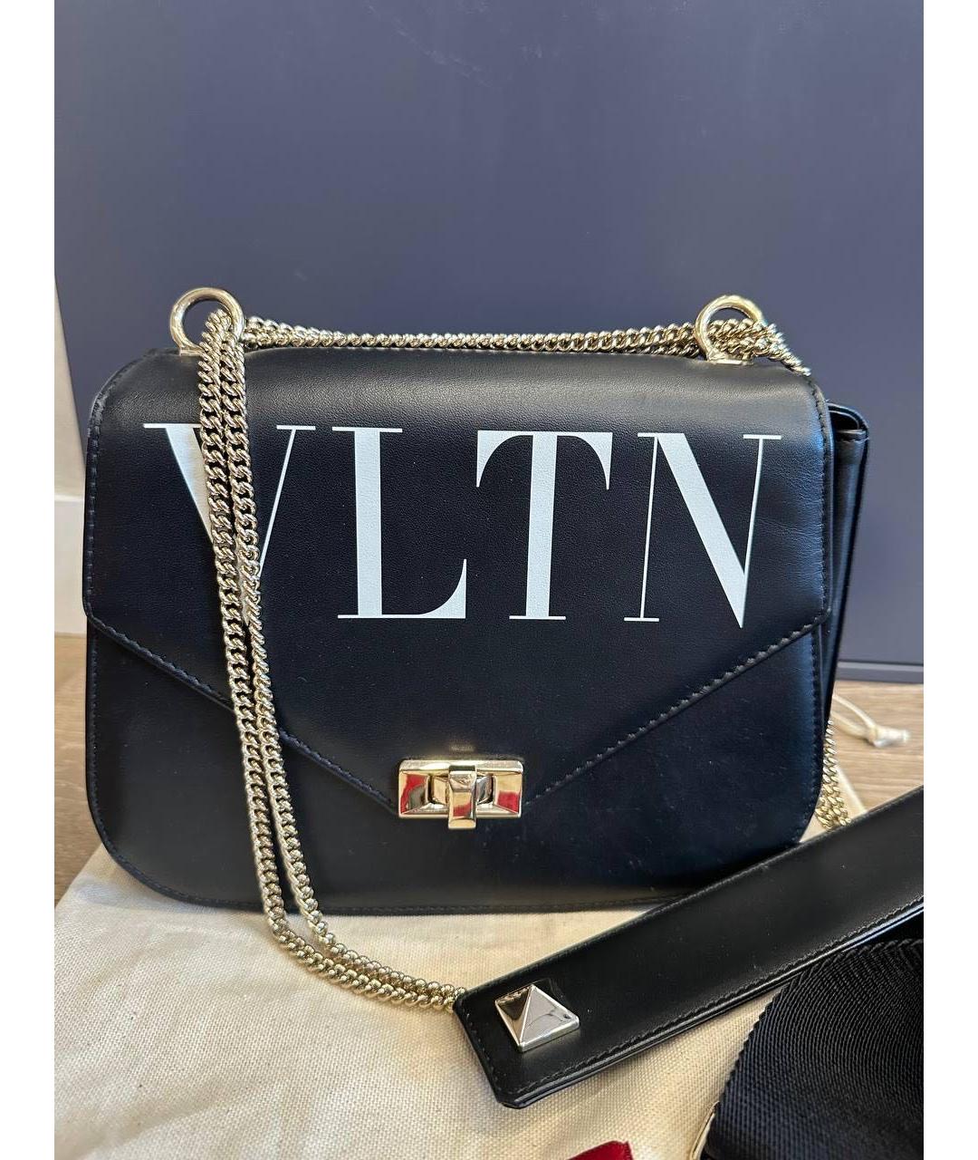 VALENTINO Черная кожаная сумка через плечо, фото 9