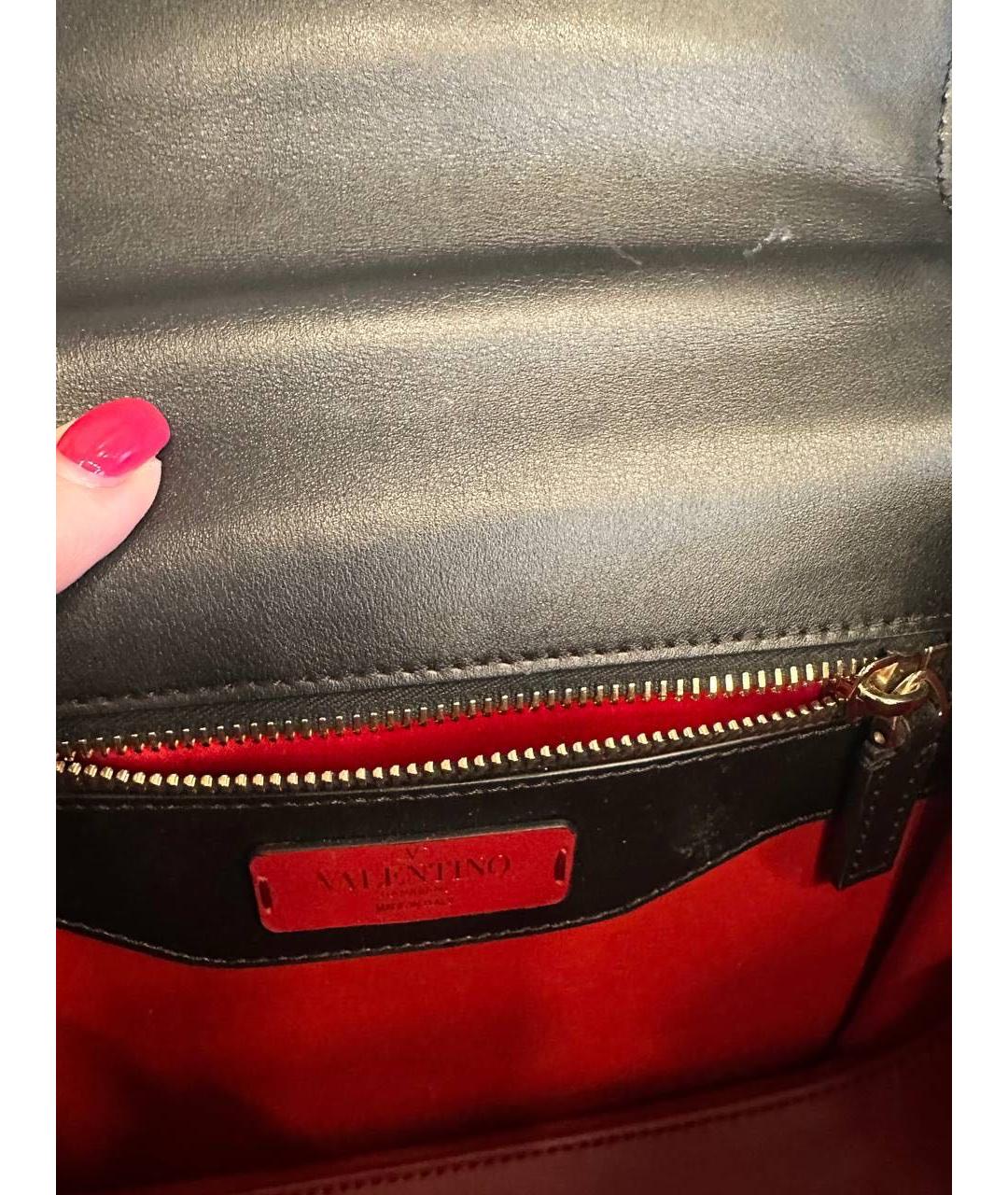 VALENTINO Черная кожаная сумка через плечо, фото 7
