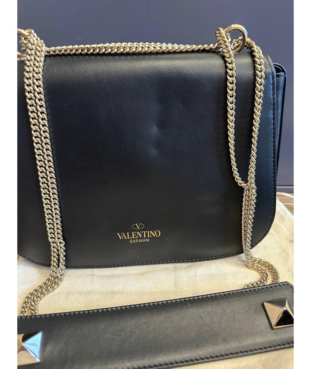 VALENTINO Черная кожаная сумка через плечо, фото 4