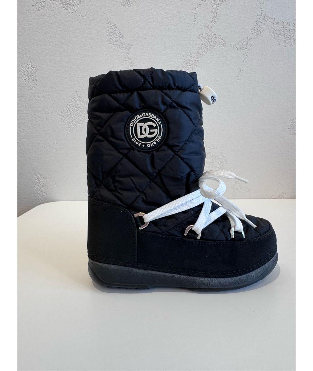 DOLCE&GABBANA Черные текстильные сапоги, фото 5
