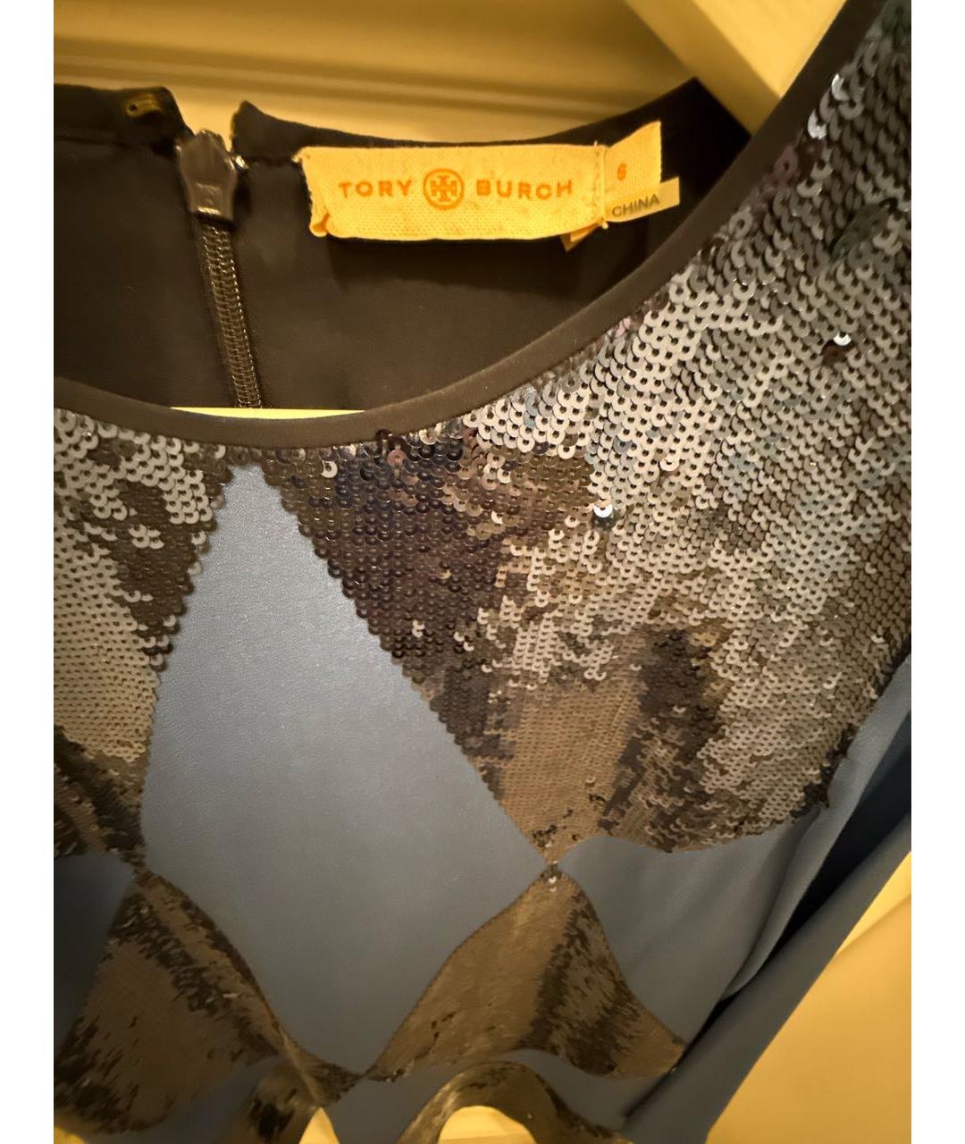 TORY BURCH Синее полиэстеровое вечернее платье, фото 3