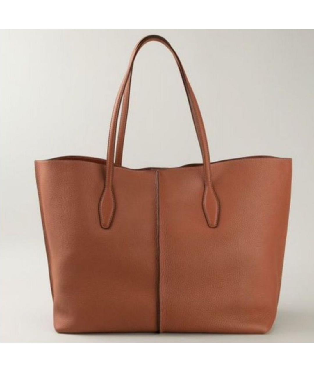 TOD'S Коричневая кожаная сумка тоут, фото 9