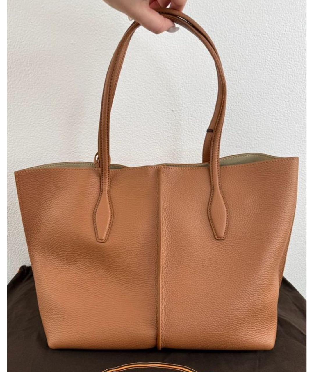 TOD'S Коричневая кожаная сумка тоут, фото 3