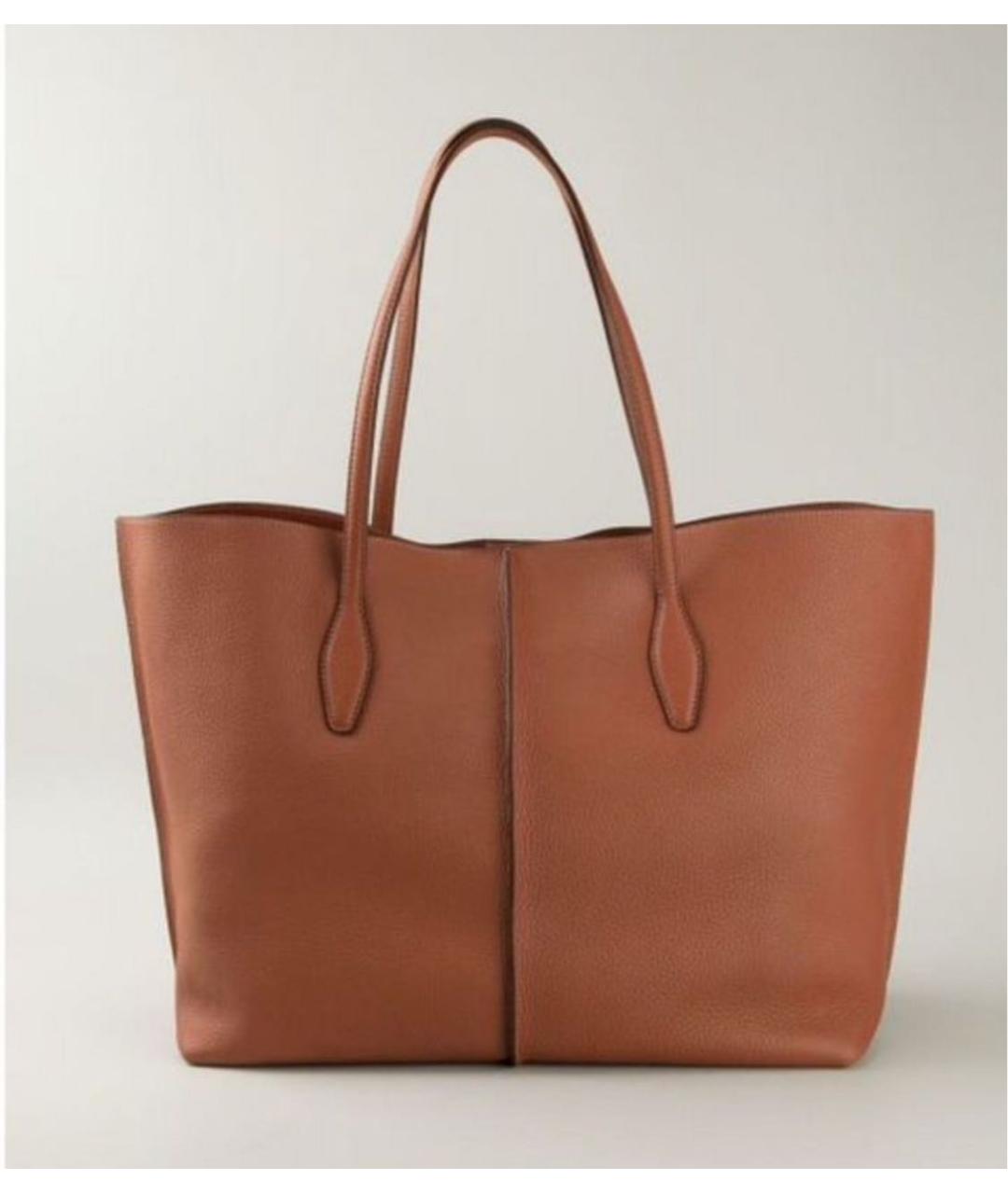 TOD'S Коричневая кожаная сумка тоут, фото 8