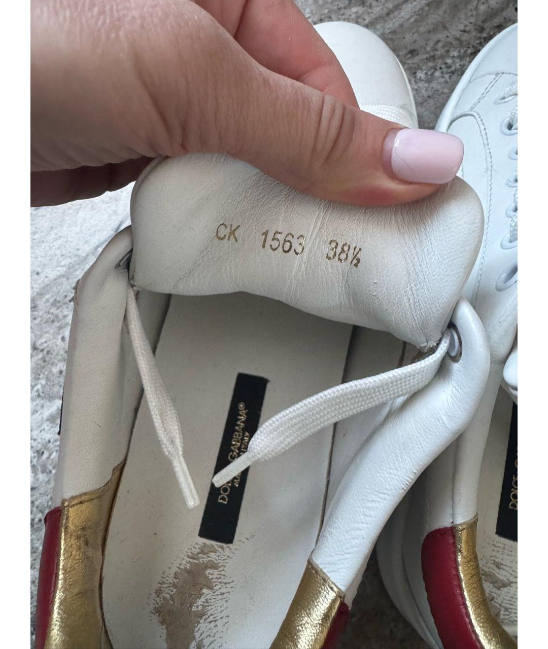 DOLCE&GABBANA Белые кожаные кеды, фото 6
