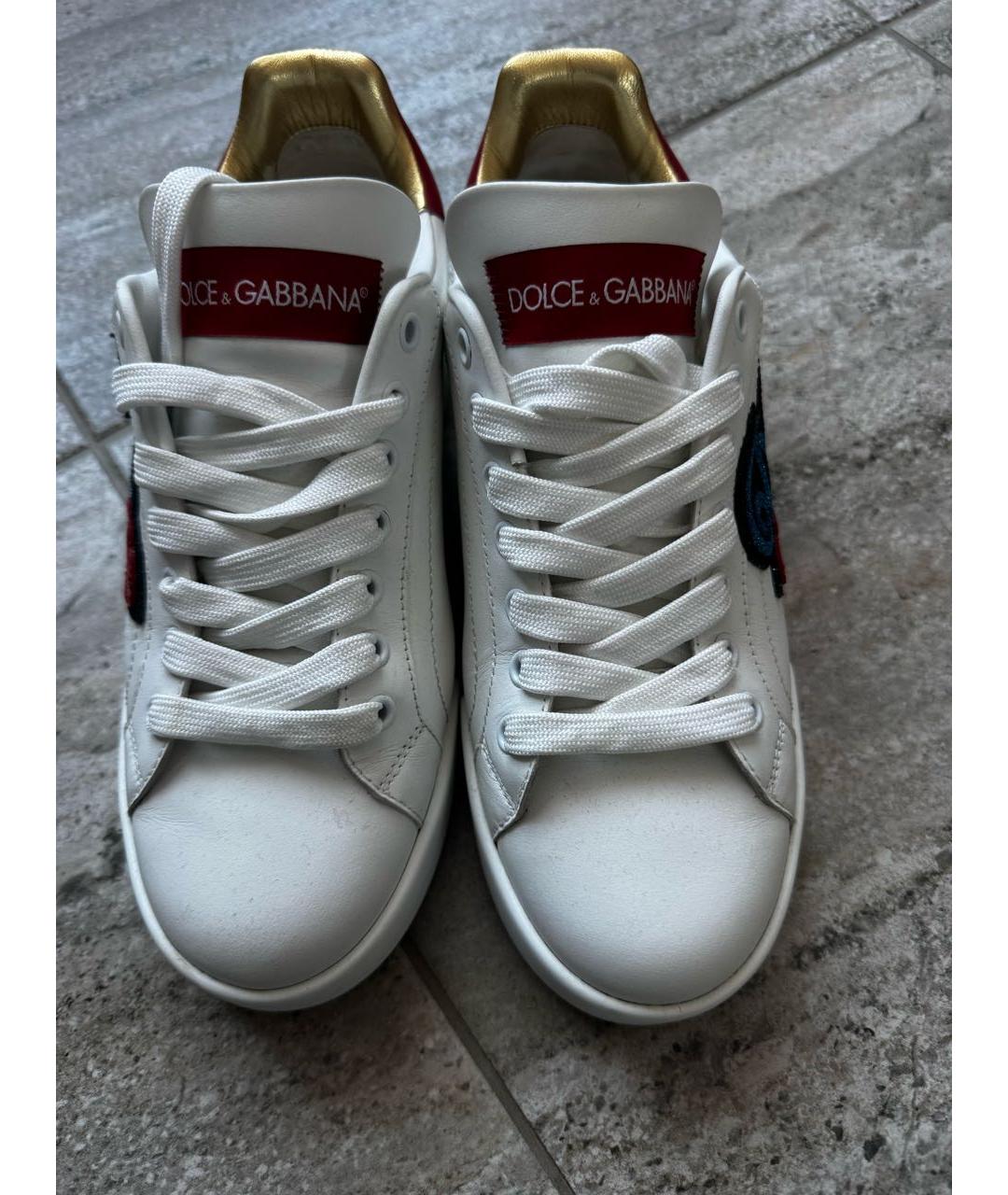 DOLCE&GABBANA Белые кожаные кеды, фото 9