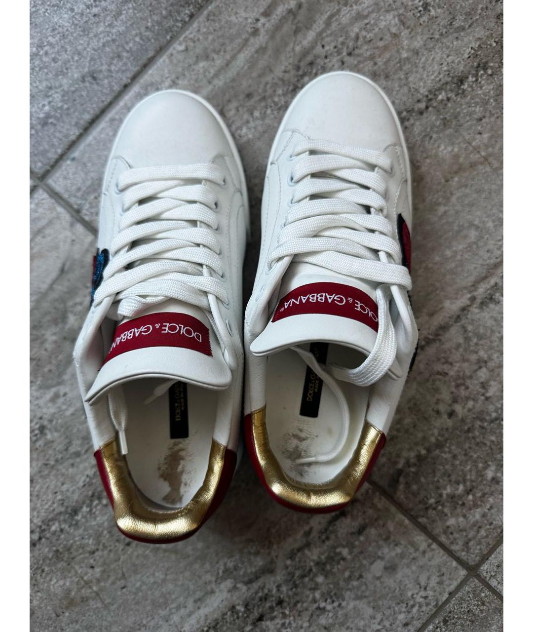 DOLCE&GABBANA Белые кожаные кеды, фото 5