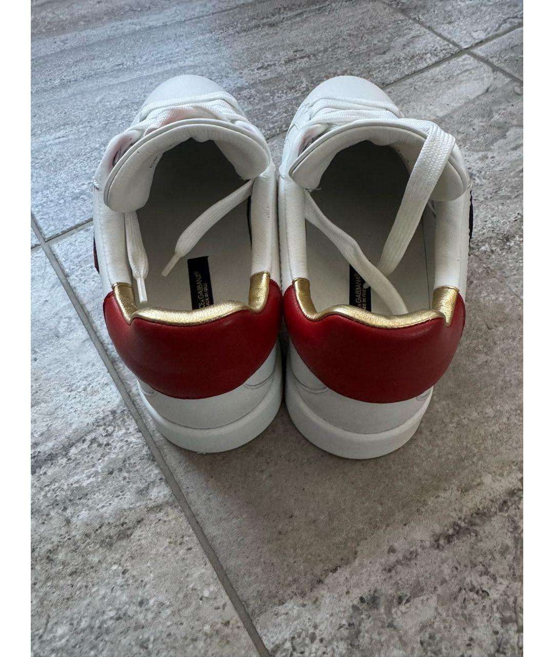 DOLCE&GABBANA Белые кожаные кеды, фото 4