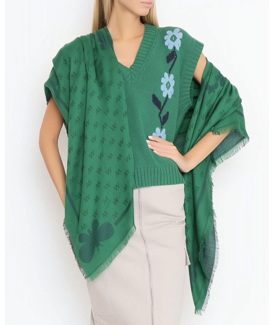 WEEKEND MAX MARA Зеленый шерстяной платок, фото 7