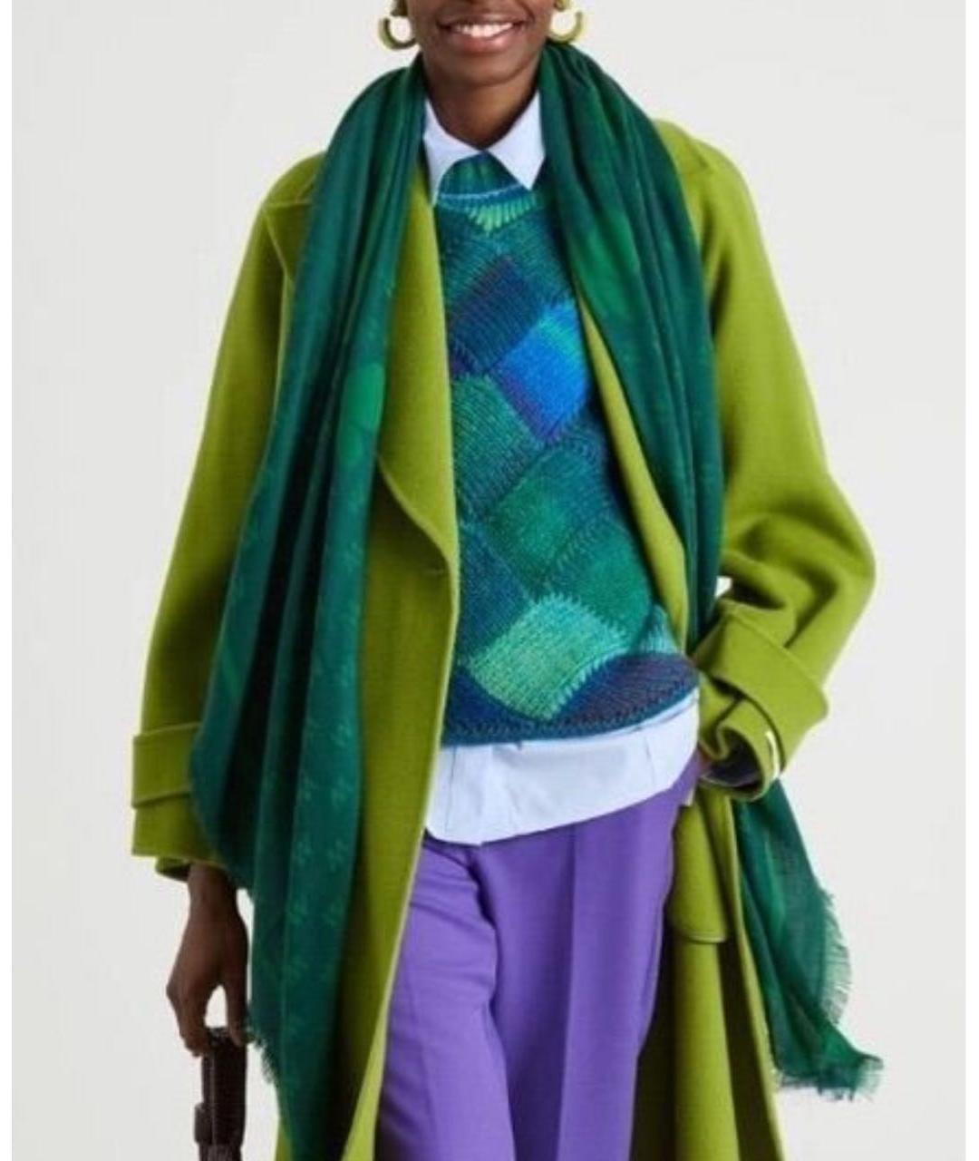 WEEKEND MAX MARA Зеленый шерстяной платок, фото 5