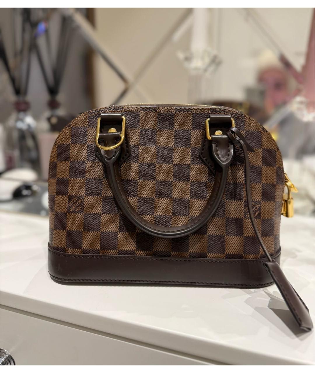 LOUIS VUITTON Коричневая кожаная сумка тоут, фото 4