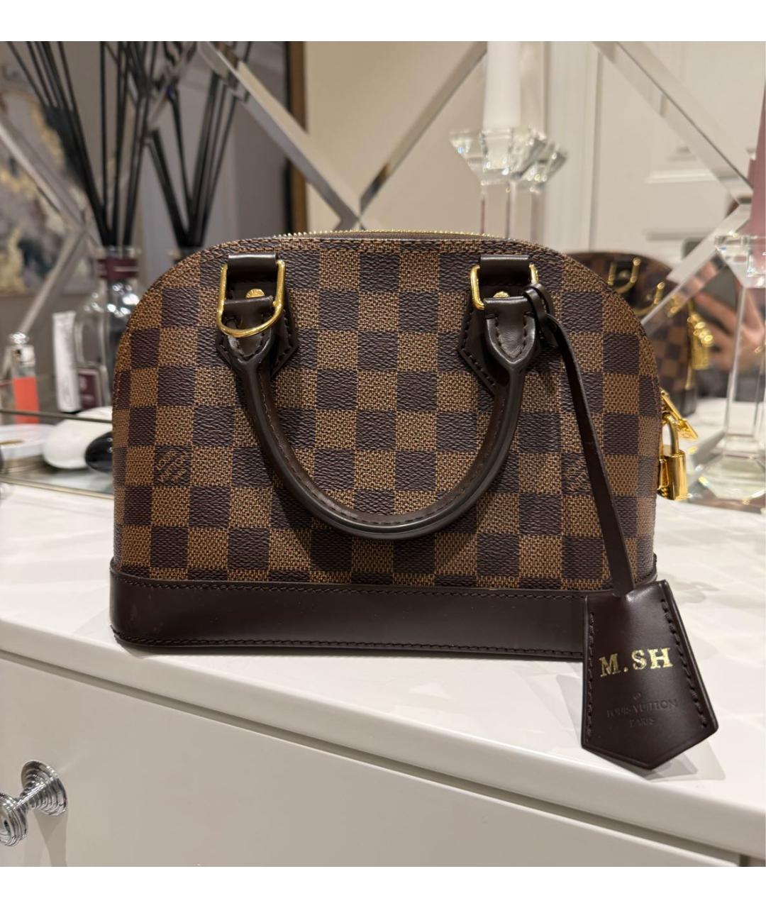 LOUIS VUITTON Коричневая кожаная сумка тоут, фото 3