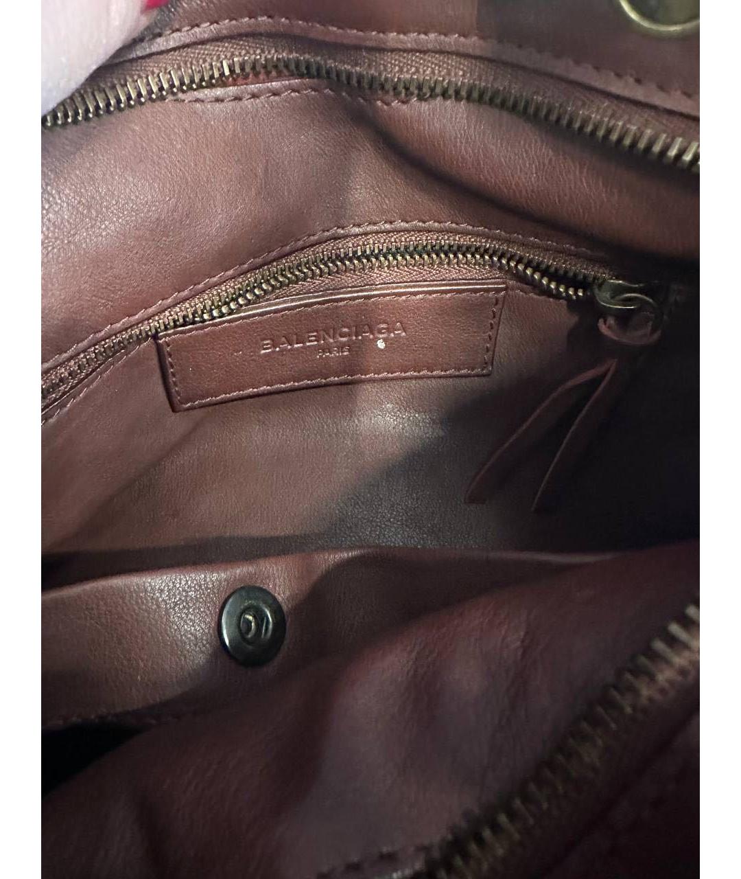 BALENCIAGA Бордовая кожаная сумка тоут, фото 8