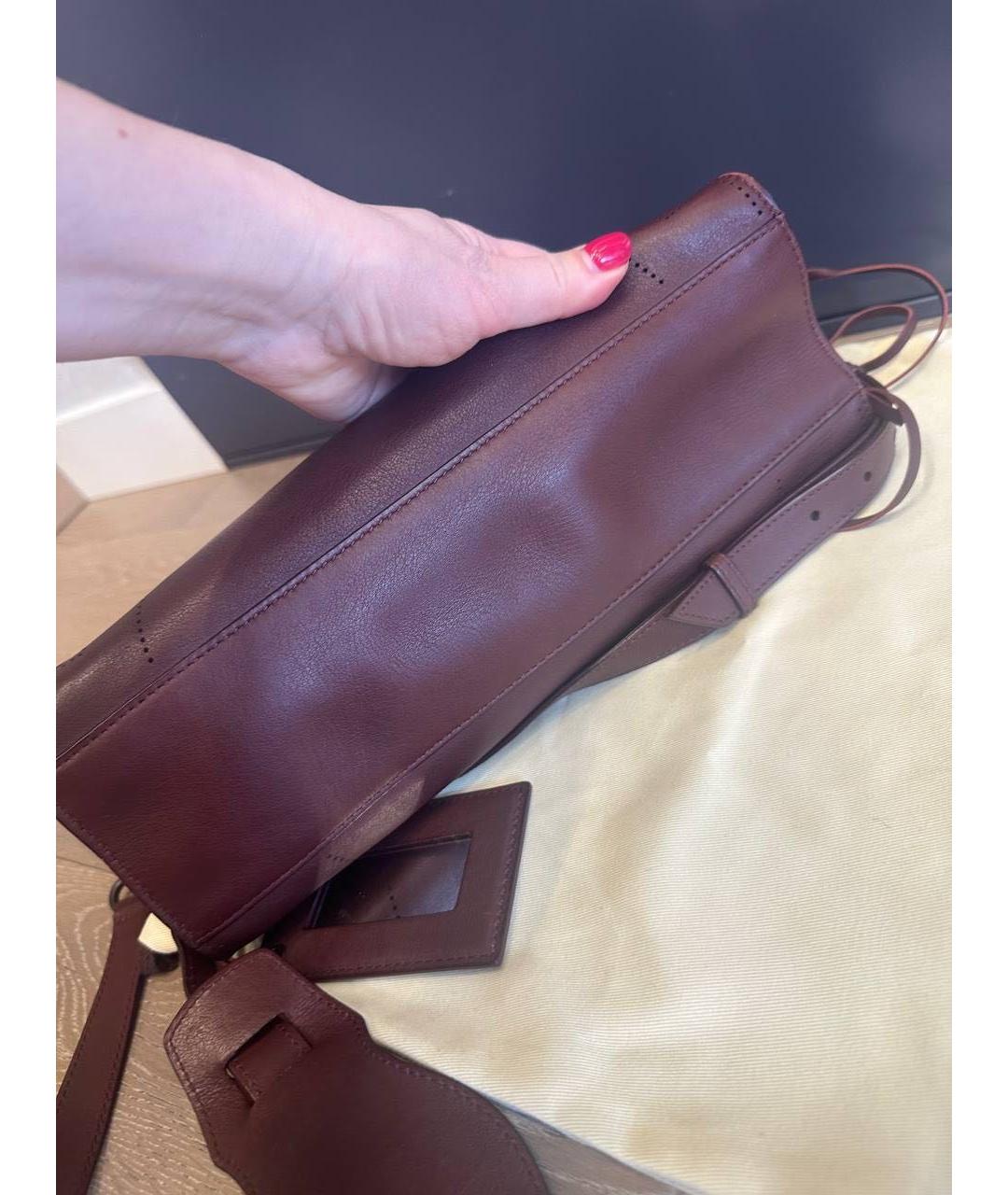 BALENCIAGA Бордовая кожаная сумка тоут, фото 6