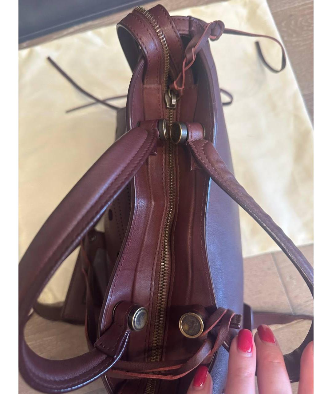 BALENCIAGA Бордовая кожаная сумка тоут, фото 7