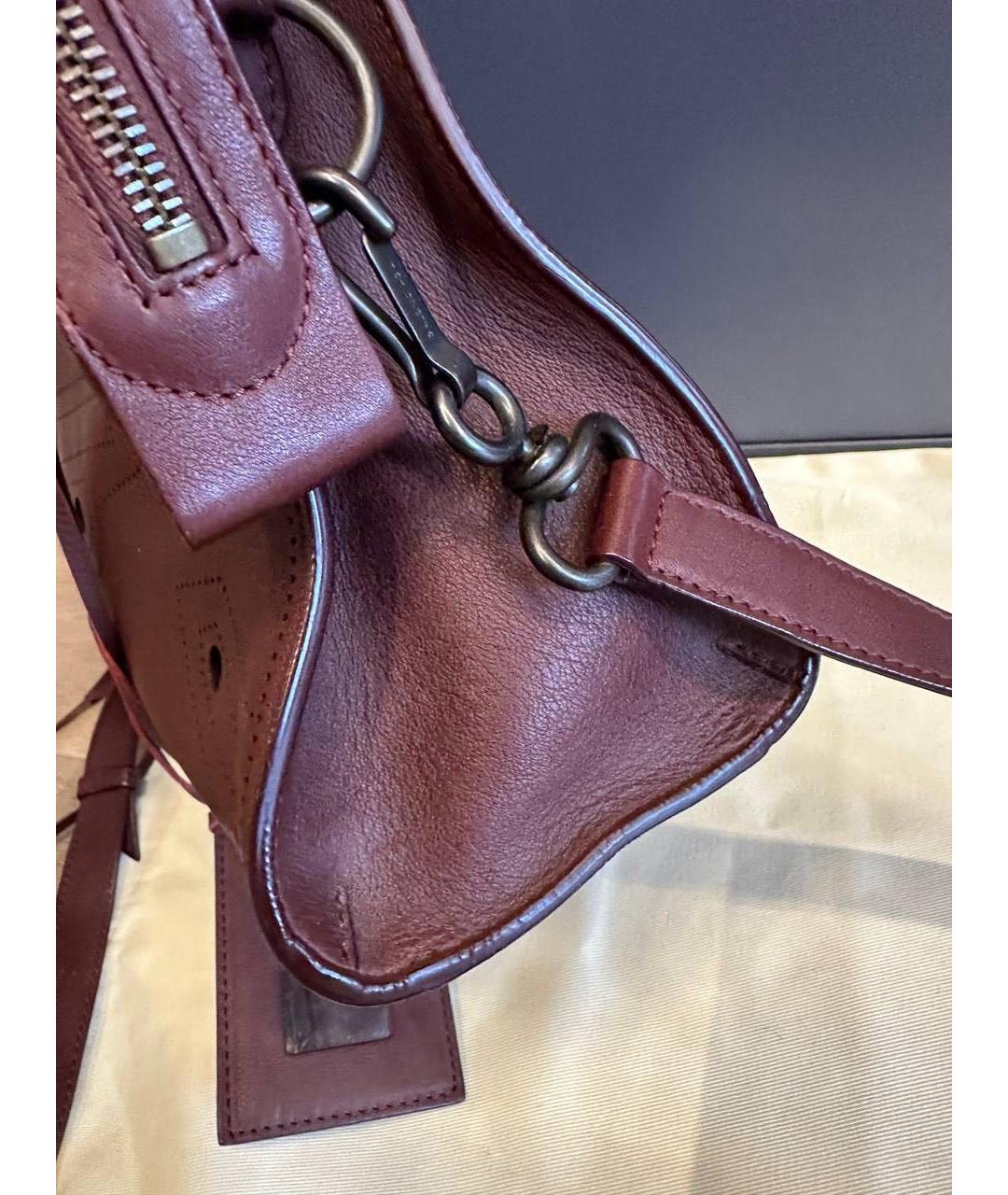 BALENCIAGA Бордовая кожаная сумка тоут, фото 5