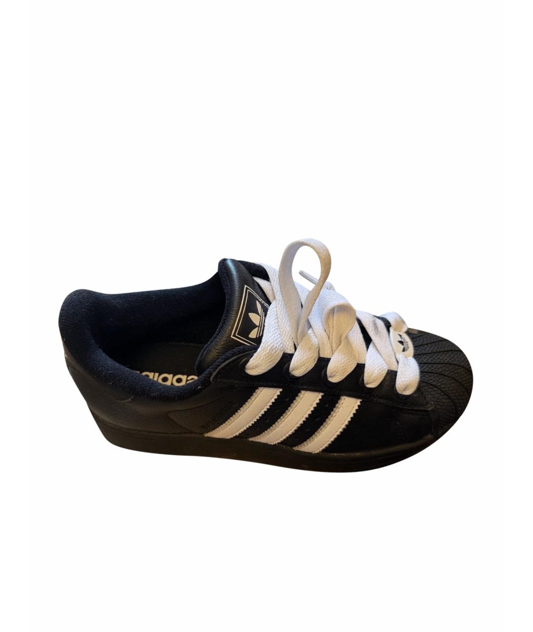 ADIDAS Черные кожаные кеды, фото 1