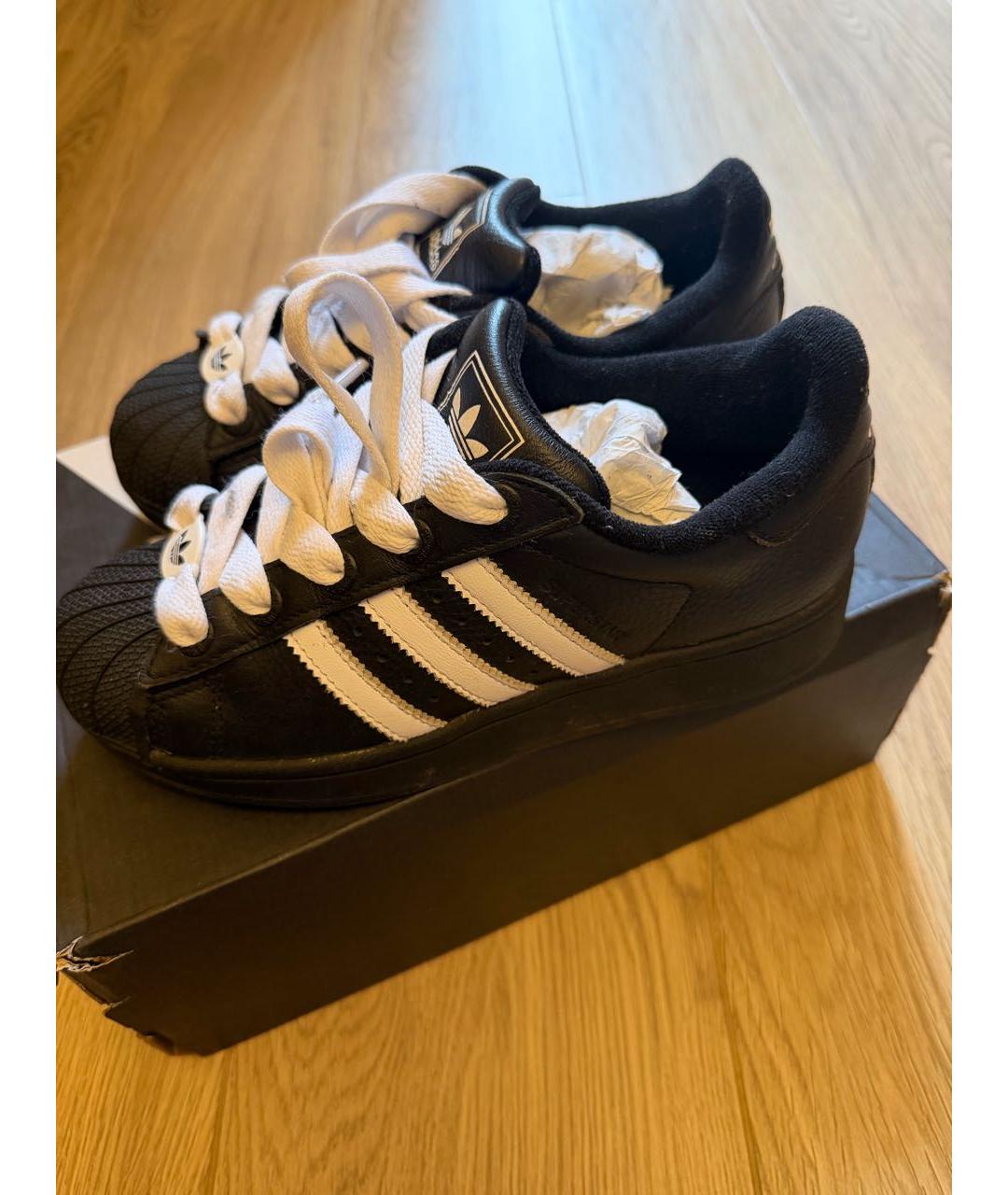 ADIDAS Черные кожаные кеды, фото 6