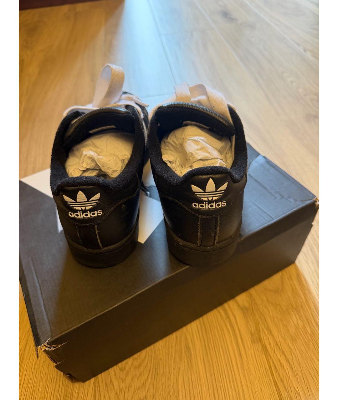 ADIDAS Черные кожаные кеды, фото 4