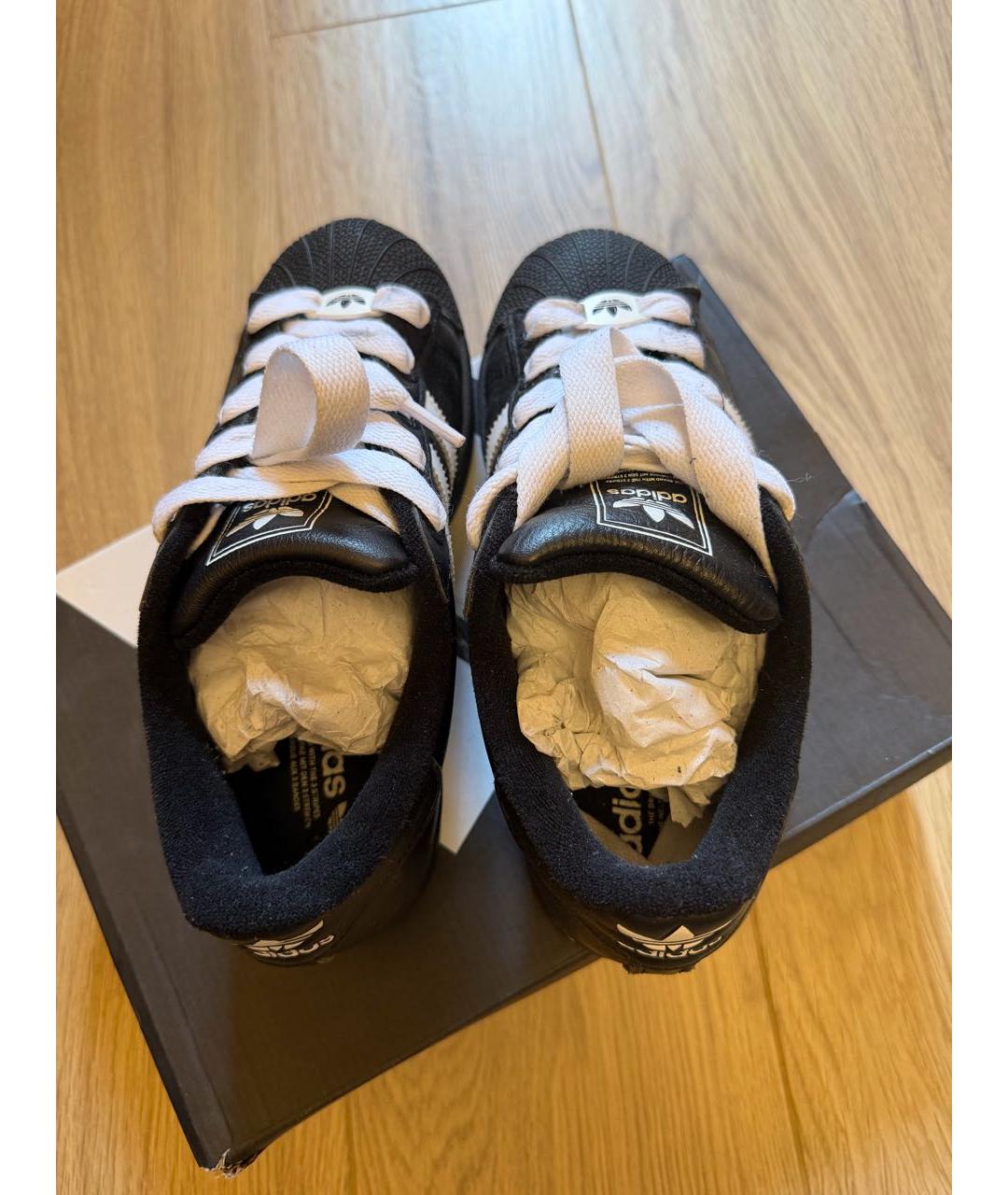 ADIDAS Черные кожаные кеды, фото 3