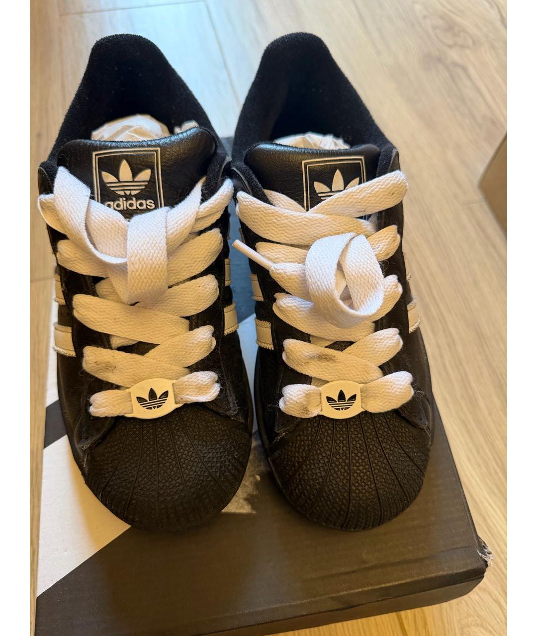 ADIDAS Черные кожаные кеды, фото 2