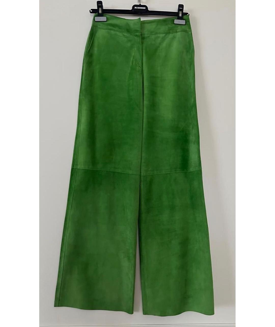 JIL SANDER Зеленые замшевые брюки широкие, фото 5