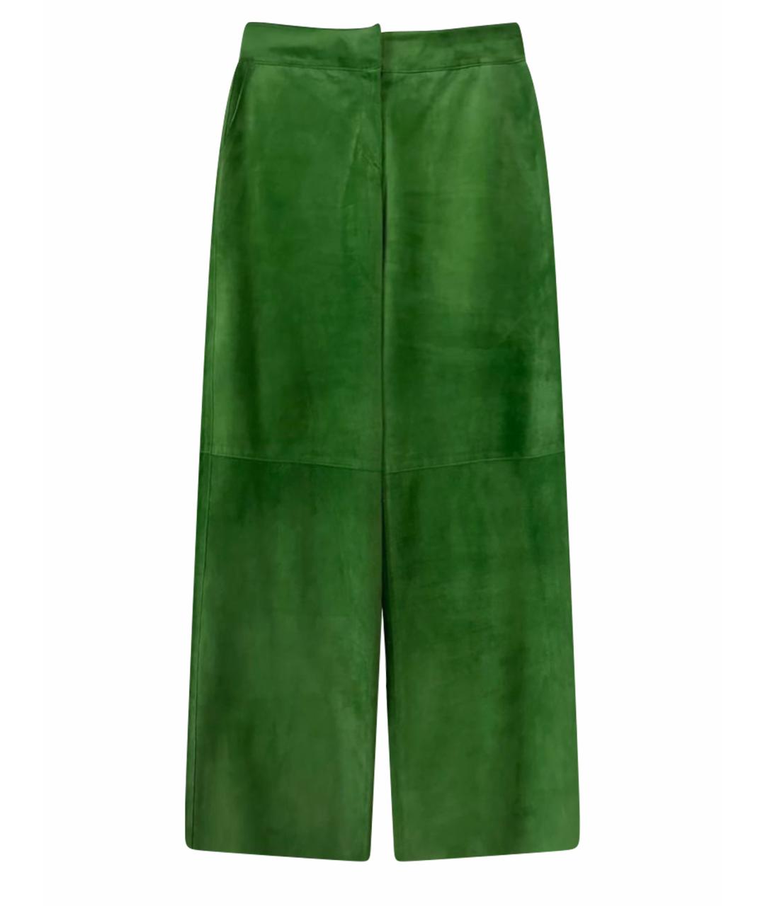 JIL SANDER Зеленые замшевые брюки широкие, фото 1