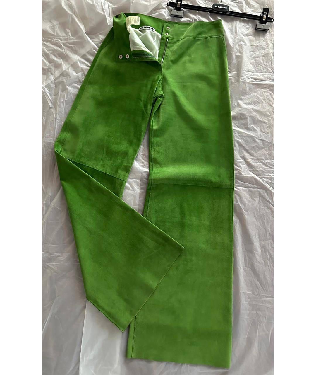 JIL SANDER Зеленые замшевые брюки широкие, фото 3