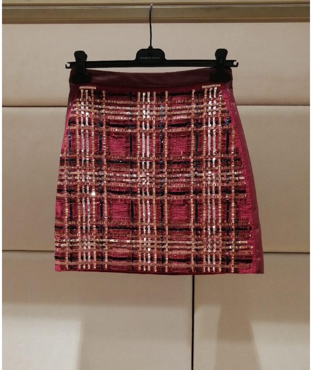 ELISABETTA FRANCHI Бордовая юбка мини, фото 3