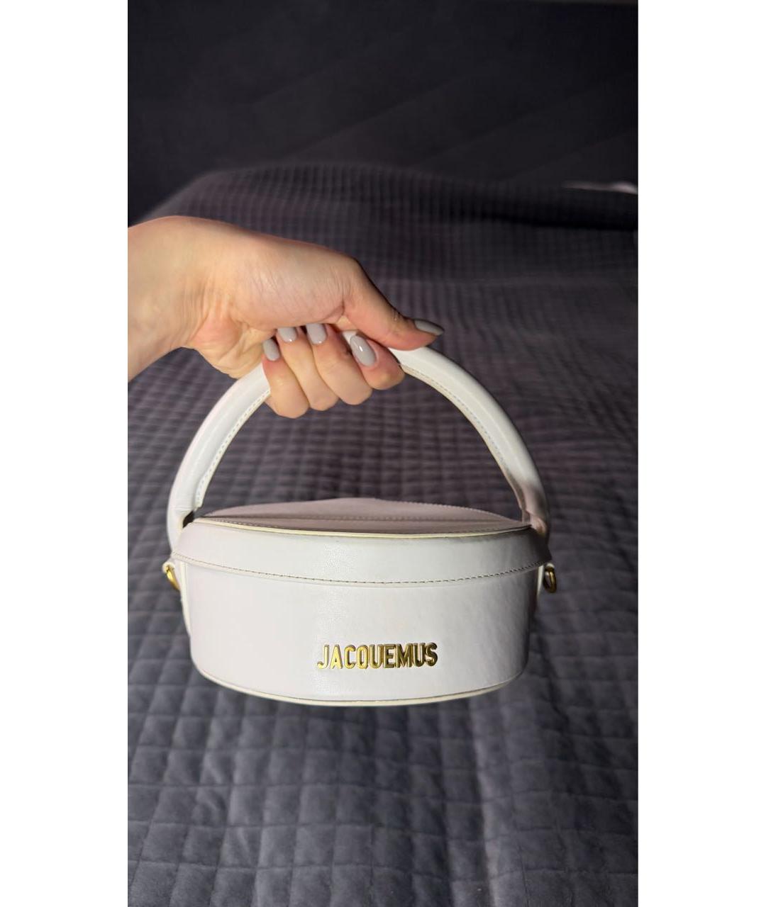JACQUEMUS Белая кожаная сумка с короткими ручками, фото 5