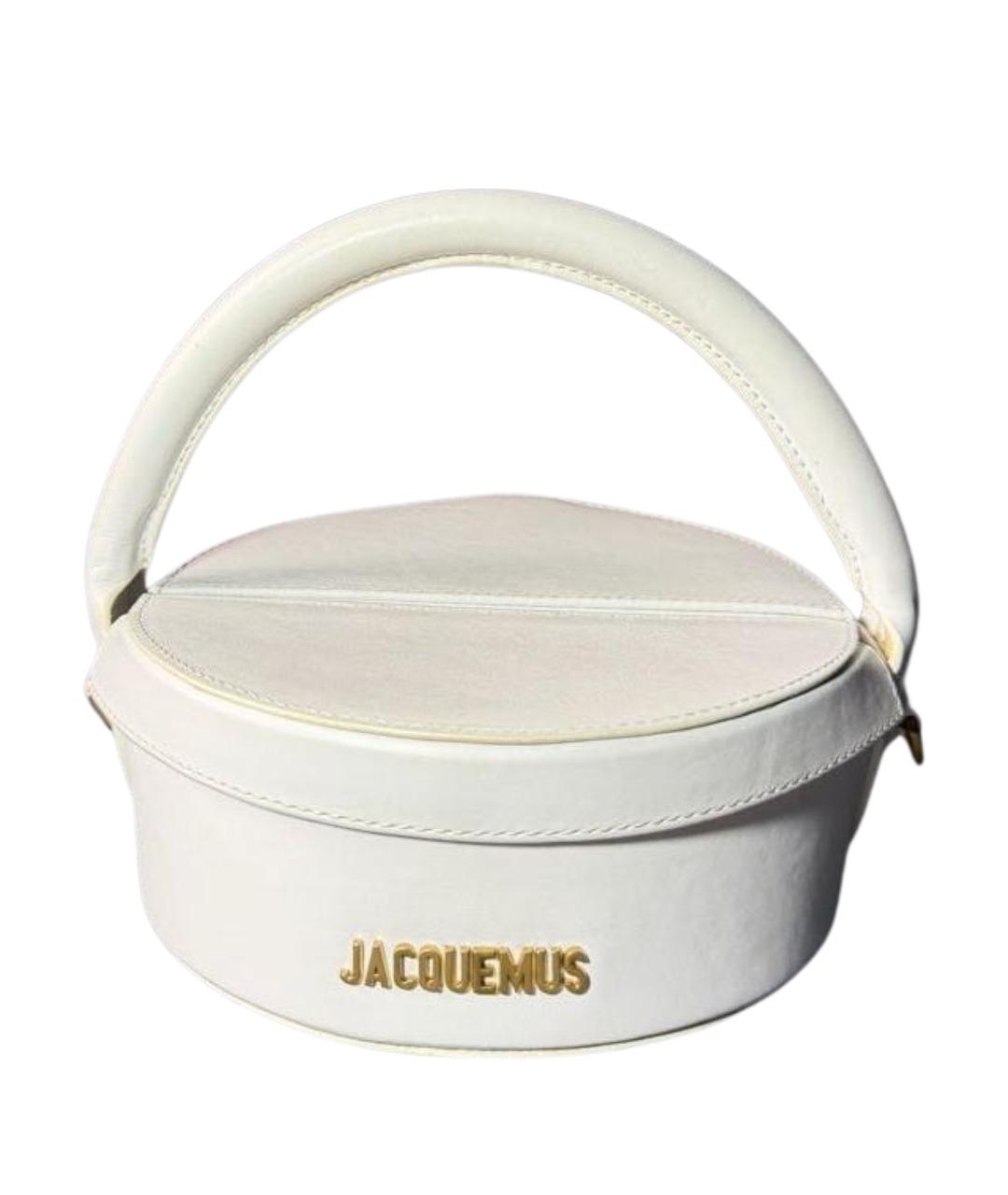 JACQUEMUS Белая кожаная сумка с короткими ручками, фото 1