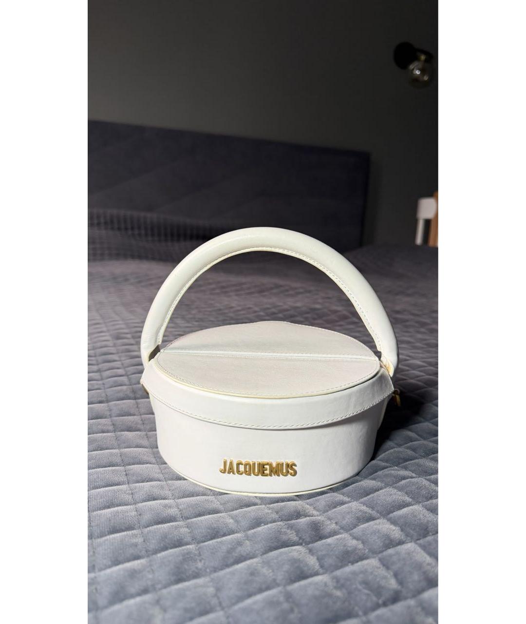 JACQUEMUS Белая кожаная сумка с короткими ручками, фото 7