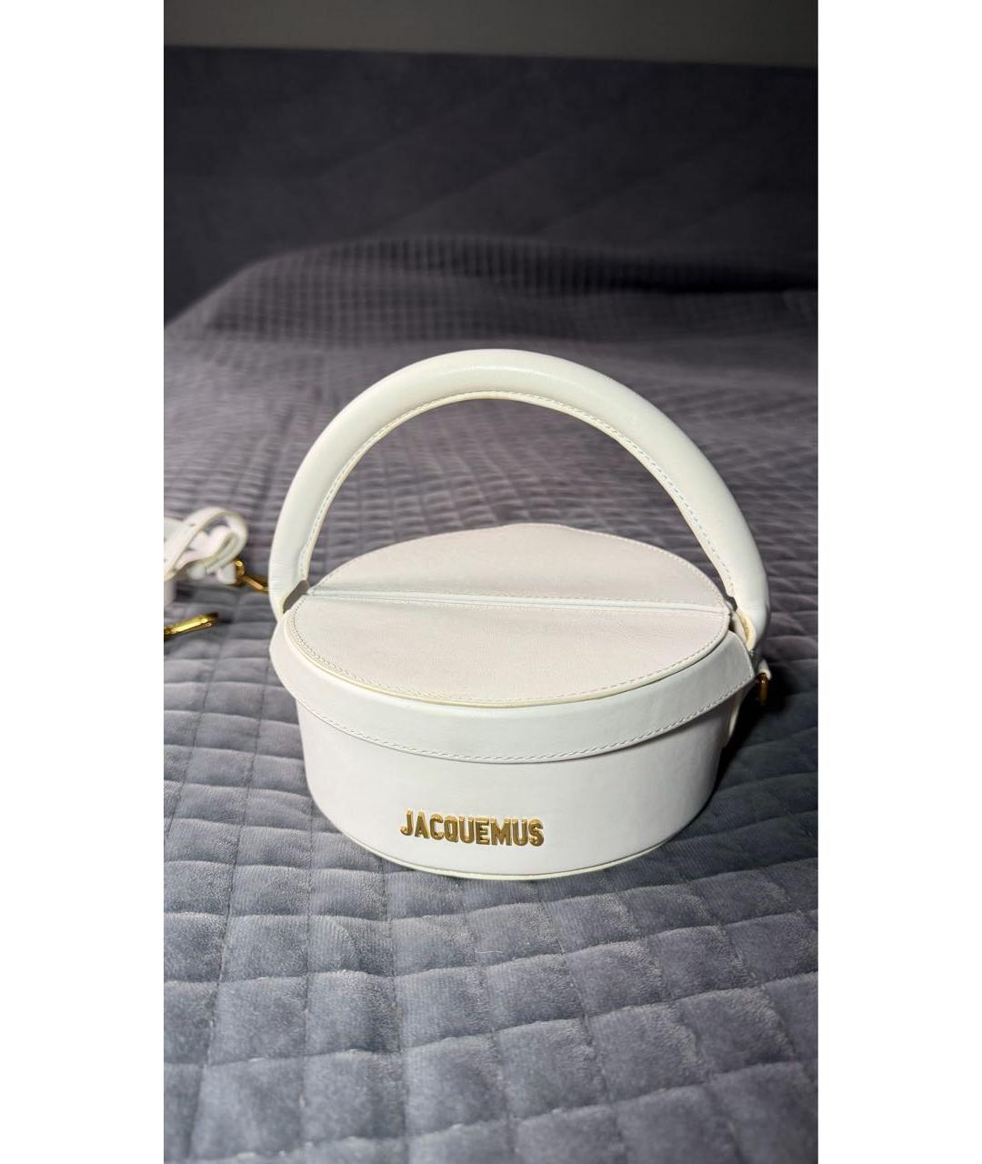 JACQUEMUS Белая кожаная сумка с короткими ручками, фото 2