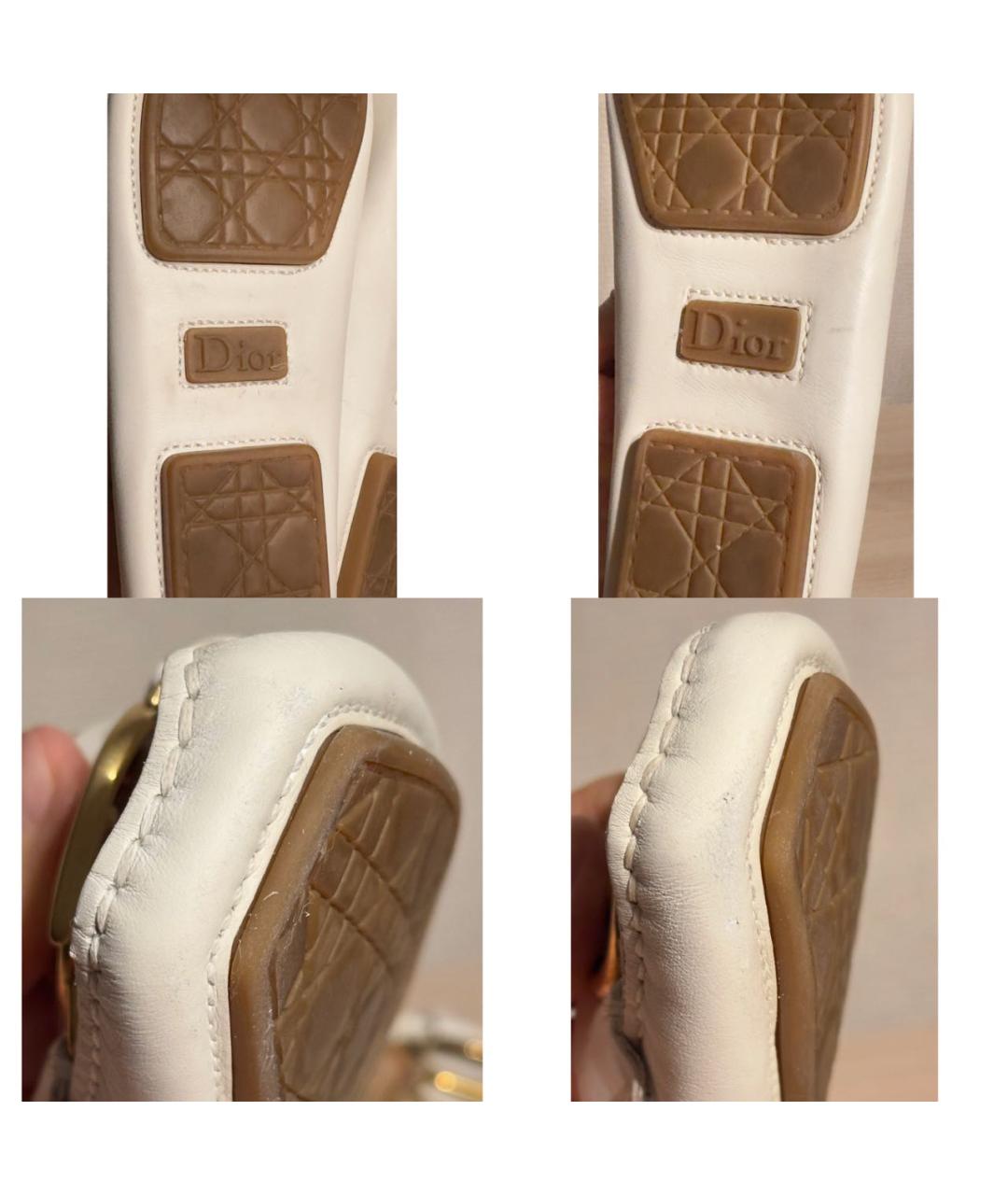 CHRISTIAN DIOR Белые кожаные мокасины, фото 6