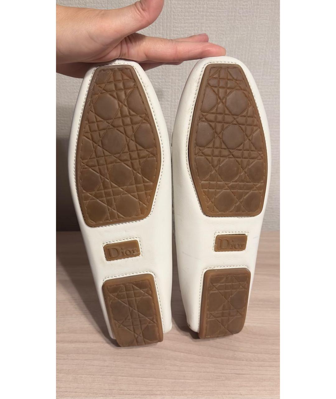 CHRISTIAN DIOR Белые кожаные мокасины, фото 3