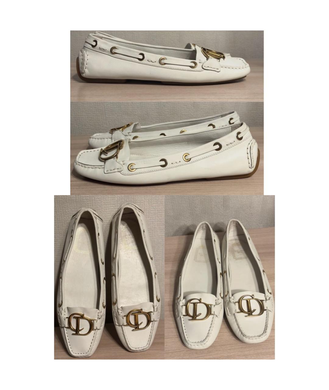 CHRISTIAN DIOR Белые кожаные мокасины, фото 7