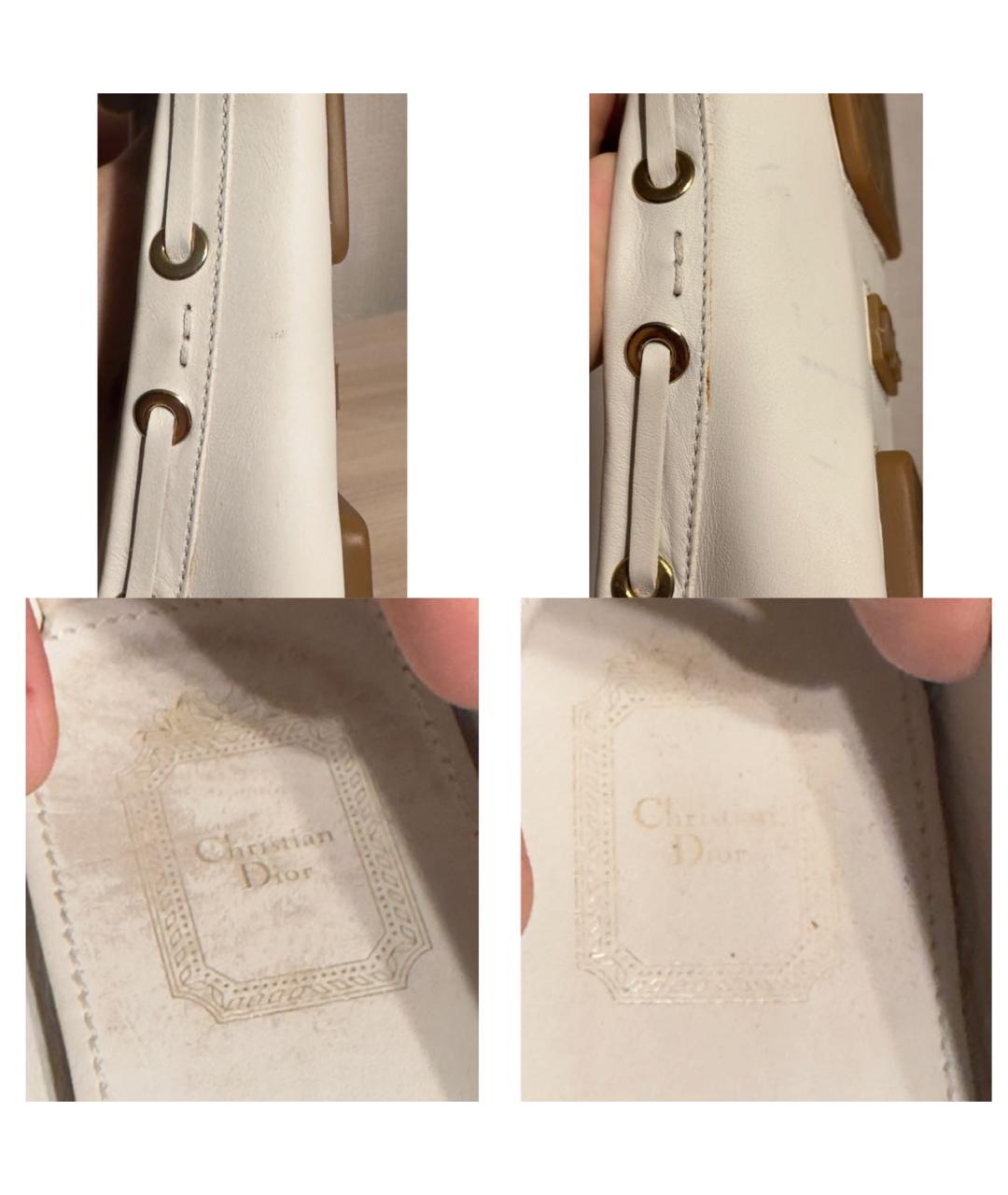 CHRISTIAN DIOR Белые кожаные мокасины, фото 5