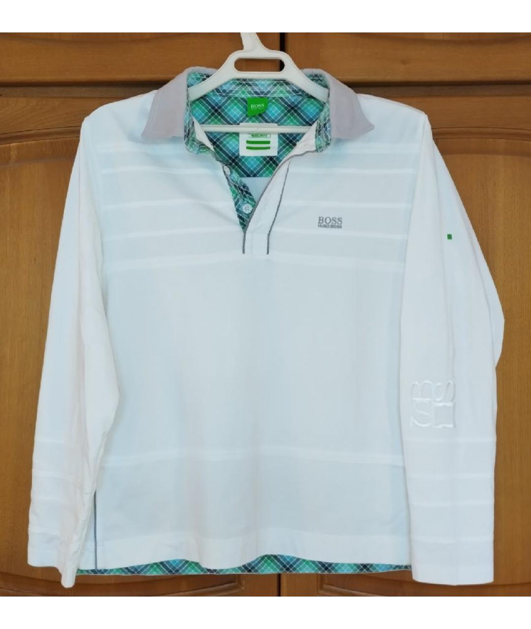 HUGO BOSS Белое хлопковое поло с длинным рукавом, фото 10