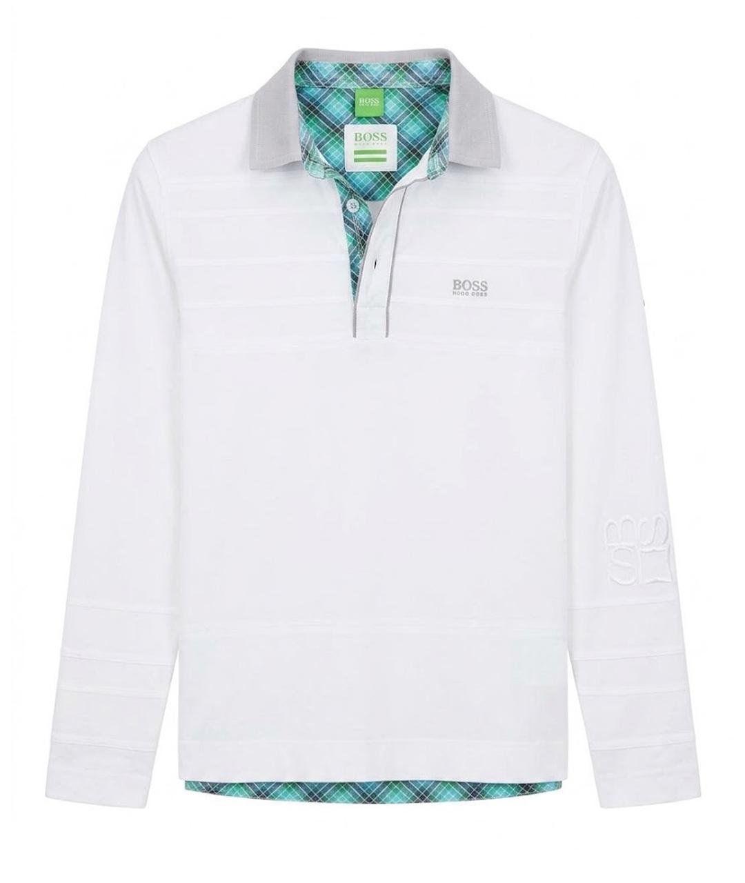 HUGO BOSS Белое хлопковое поло с длинным рукавом, фото 1