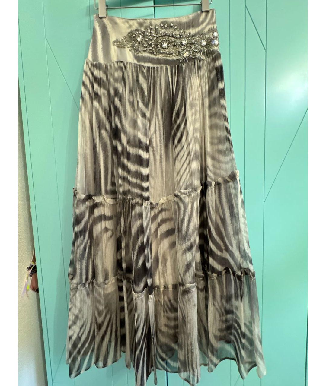 PHILIPP PLEIN Мульти шелковая юбка миди, фото 5