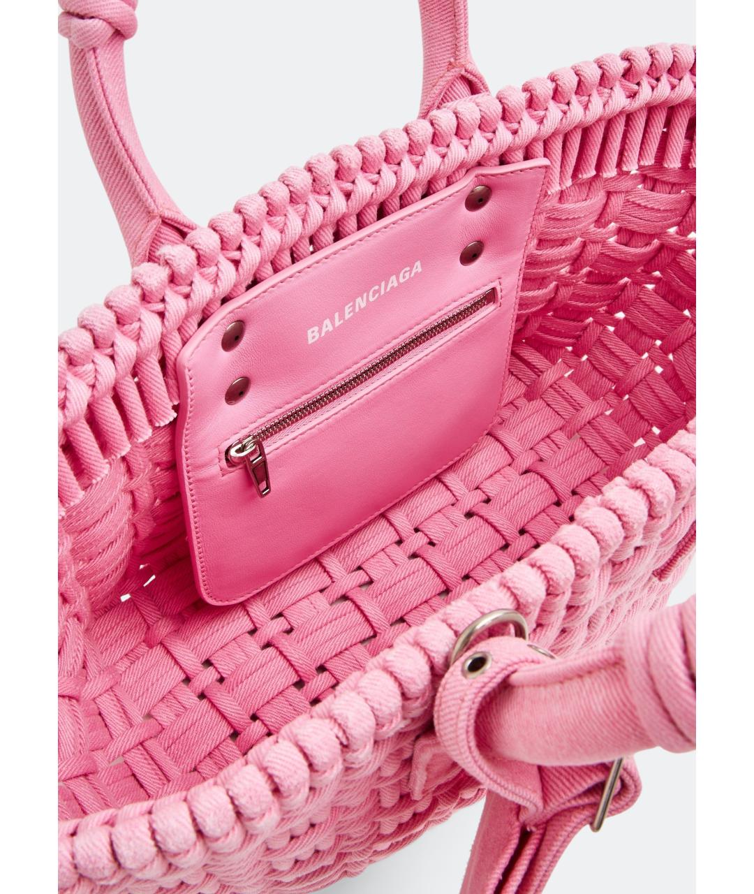 BALENCIAGA Розовая тканевая сумка тоут, фото 4