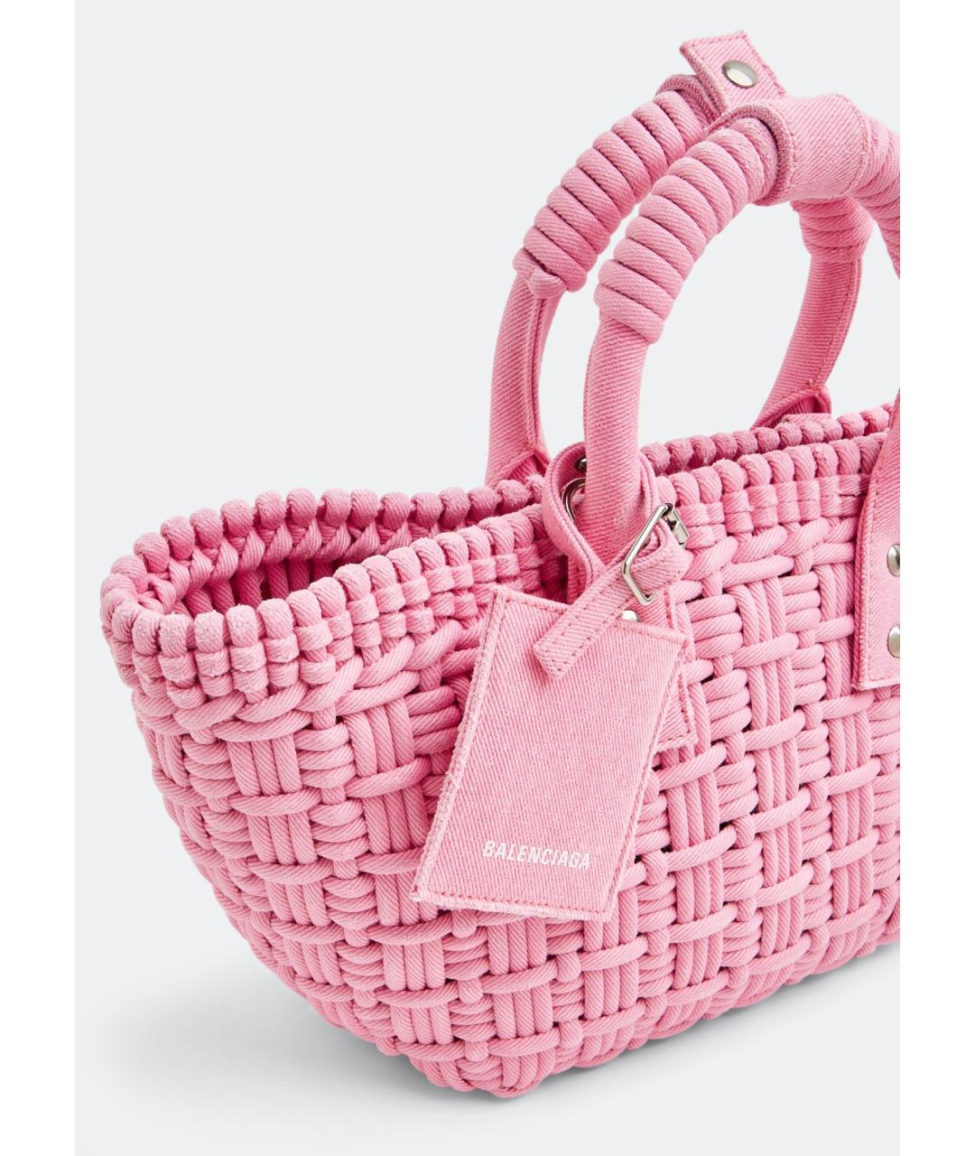 BALENCIAGA Розовая тканевая сумка тоут, фото 3