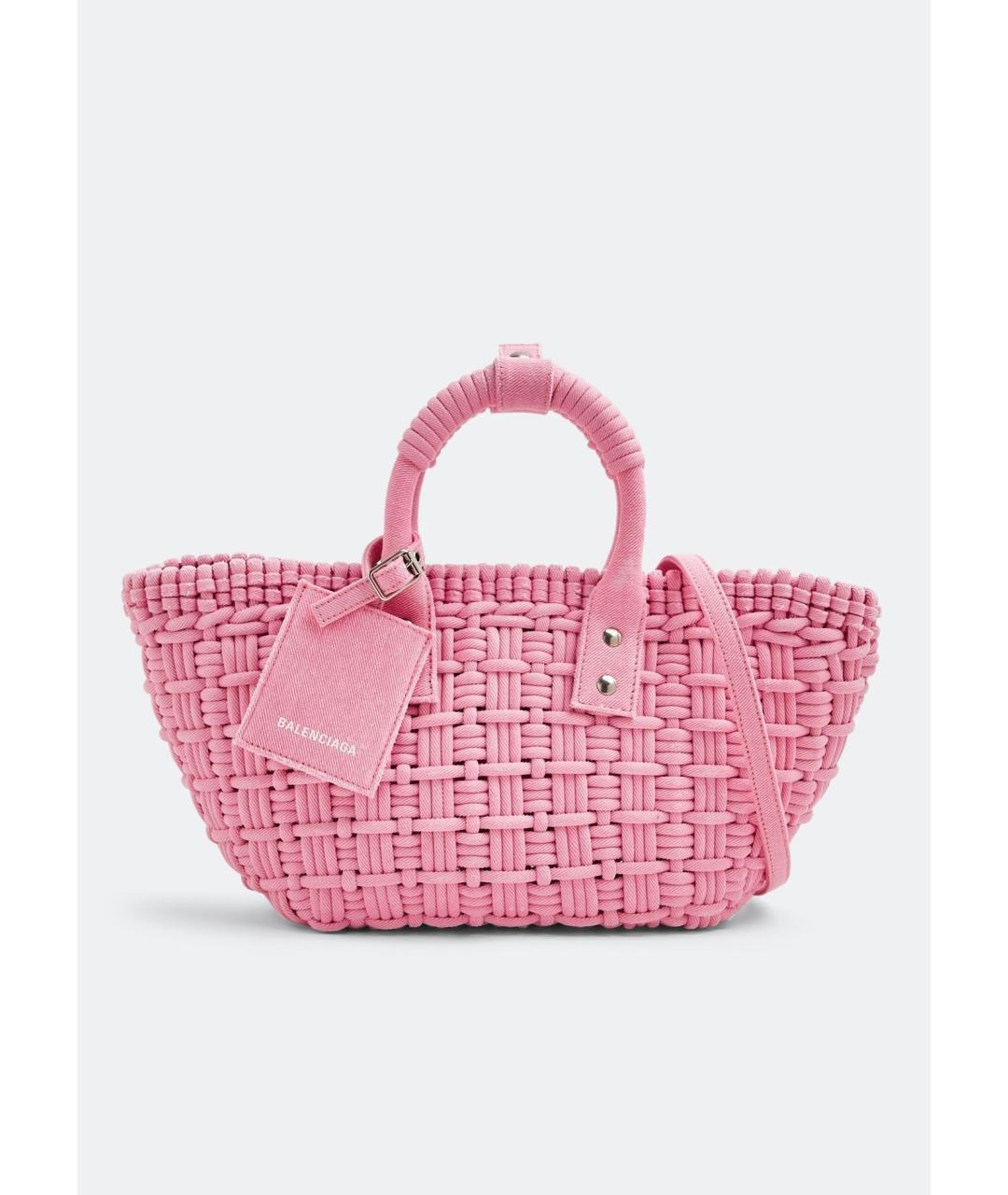 BALENCIAGA Розовая тканевая сумка тоут, фото 5