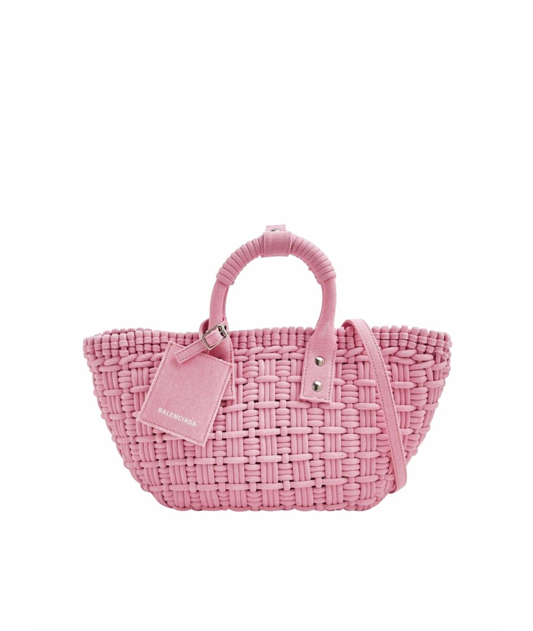 BALENCIAGA Розовая тканевая сумка тоут, фото 1