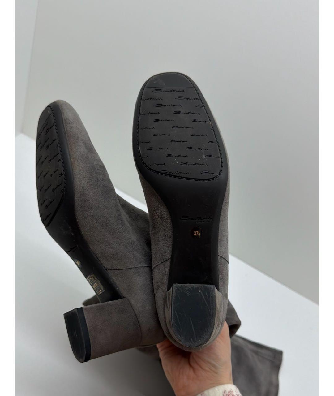 SANTONI Серые замшевые брогги и оксфорды, фото 2