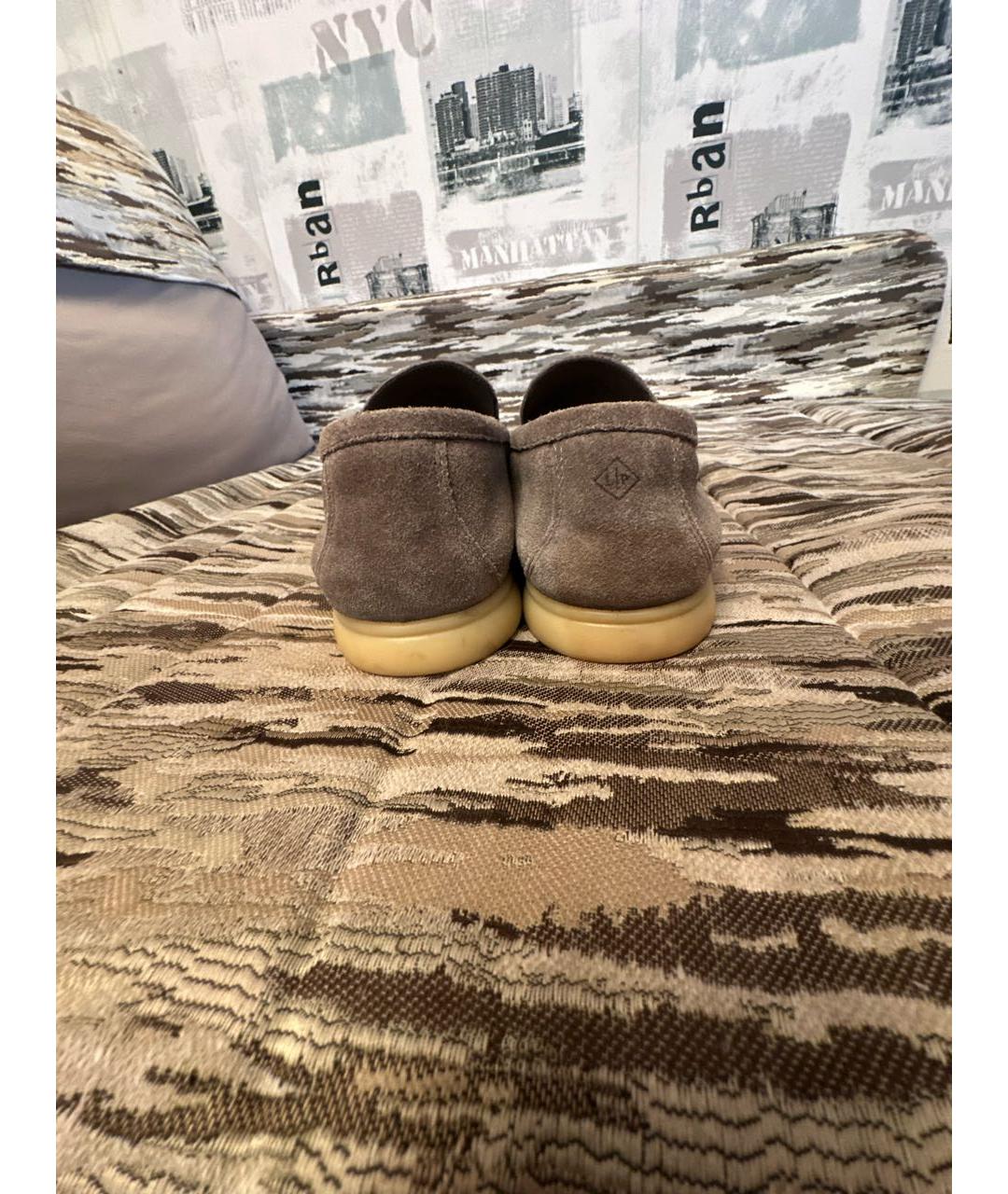 LORO PIANA Антрацитовые замшевые лоферы, фото 4