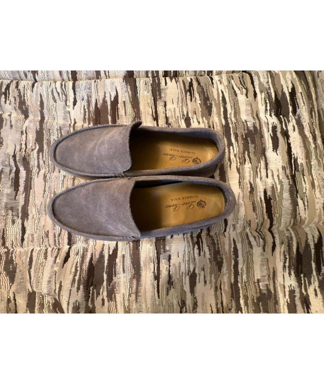 LORO PIANA Антрацитовые замшевые лоферы, фото 3